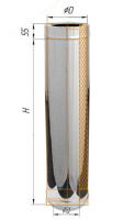 Дымоход Феррум утепленный нержавеющий (430/0,8мм)/зеркальный нержавеющий ф130/200 L=1м (черный)