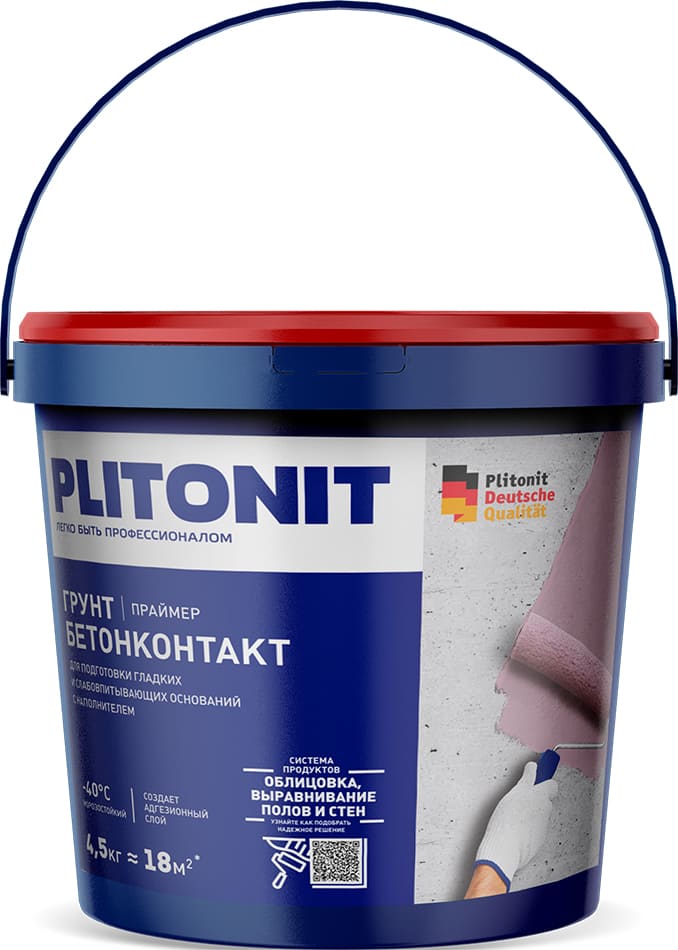 Праймер Plitonit Грунт БетонКонтакт, адгезионный, 4,5 кг