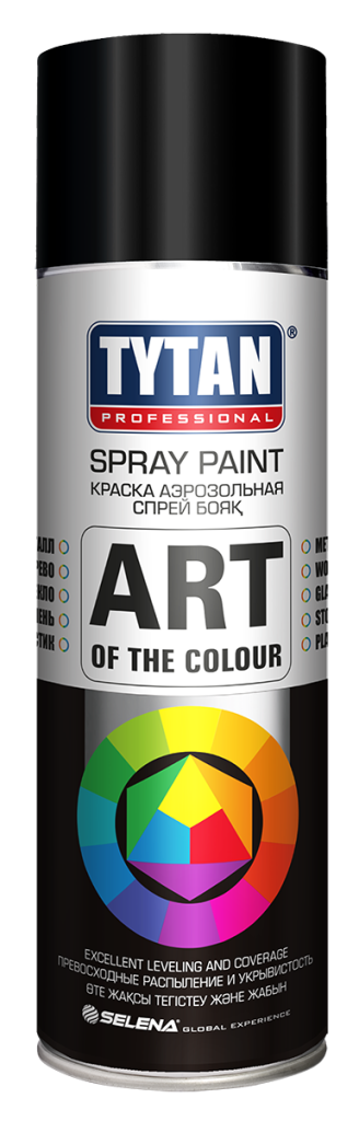 Краска аэрозольная черная матовая 9004 Tytan Professional 400 мл