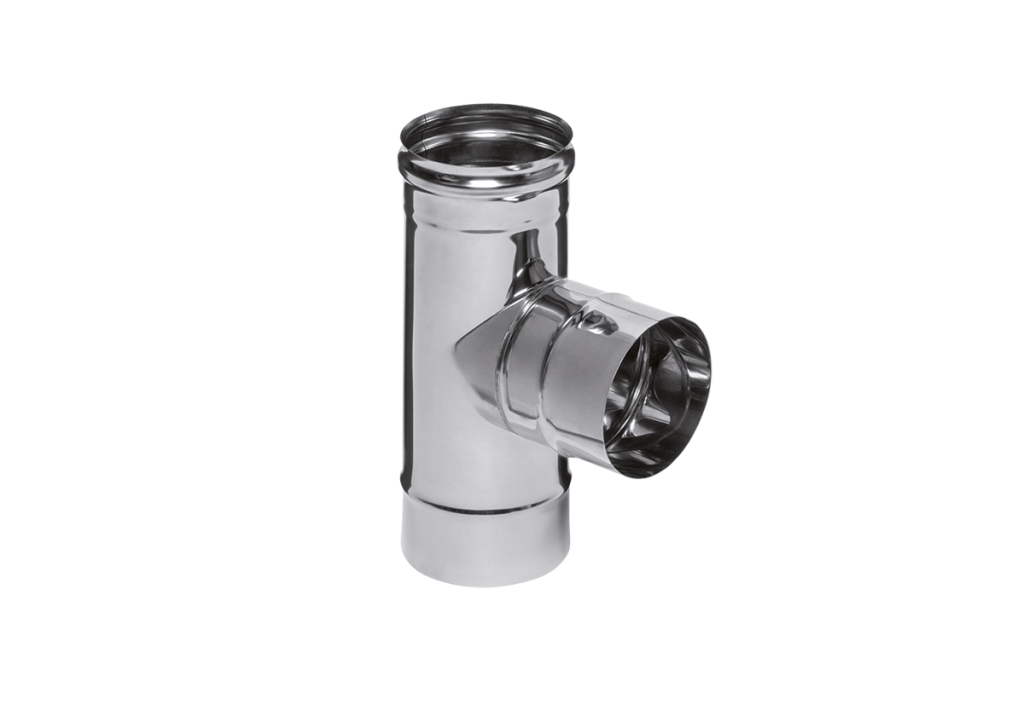 Тройник Феррум угол 90°, нержавеющий (430/1,0мм), ф150, по воде