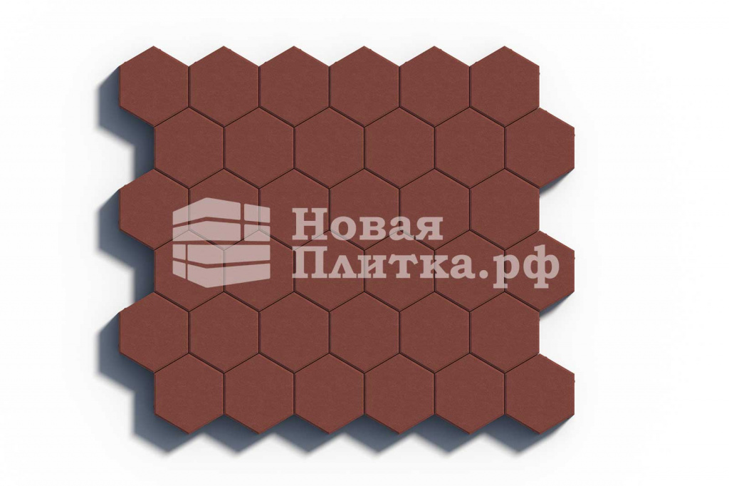 Тротуарная плитка Шестигранник, 218х190х70 мм, стандарт Красный