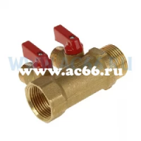 Коллектор 1"х1/2 запорный с 2 выходами GF никелированный