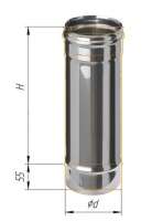 Дымоход Феррум нержавеющий (430/0,8 мм) ф250 L=1,0м черный RAL9005