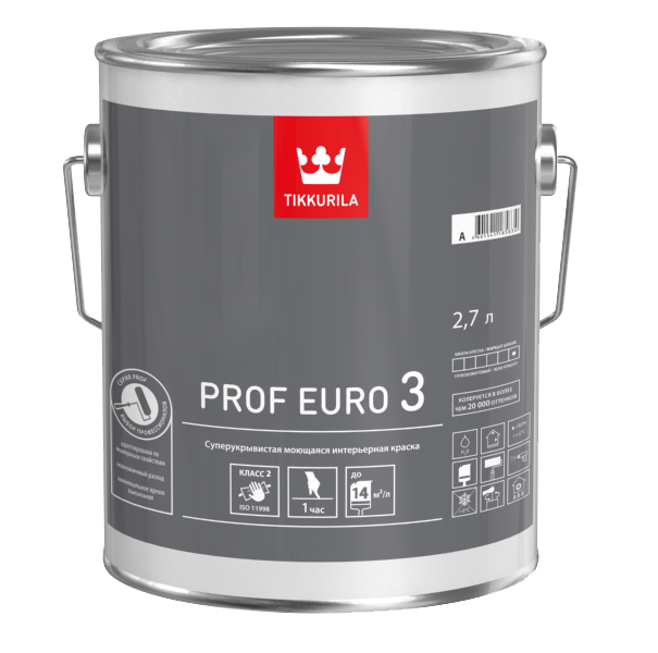 Краска интерьерная PROF EURO 3 C глубокоматовая 2,7л