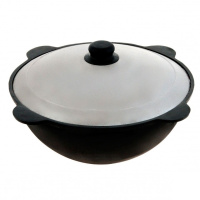 Казан чугунный Узбекский 22л круглое дно с крышкой