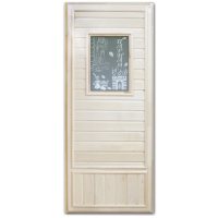 Дверь "Эконом со стеклом "Девушка в баньке" (липа) 185х75, коробка липа. Банный Эксперт