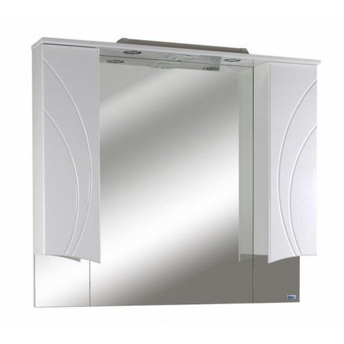 Зеркало со шкафом Lindis Лимани 105 с подсветкой, шкафчики по бокам, белый