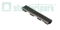 Лоток водоотводный PolyMax Drive DN100 h96 пластик. с решетк. щелевой чугунной ВЧ кл.D (комплект)