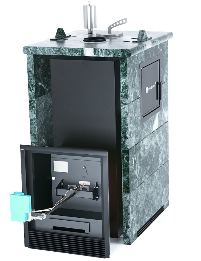 Печь для бани ИзиСтим Сочи М2 Premium в 3-х с.кожухе из змеевика вход тыл. закр.верх ГГУ-40 эл.подж