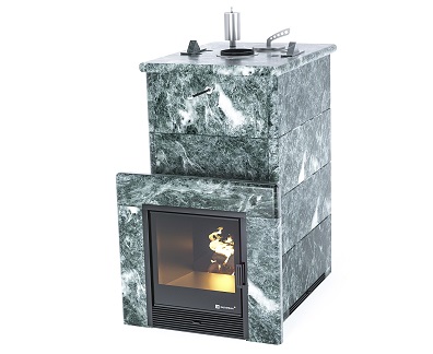 Печь для бани ИзиСтим Геленджик Premium в четыр. кожухе из змеевика закр.верх, футеровка