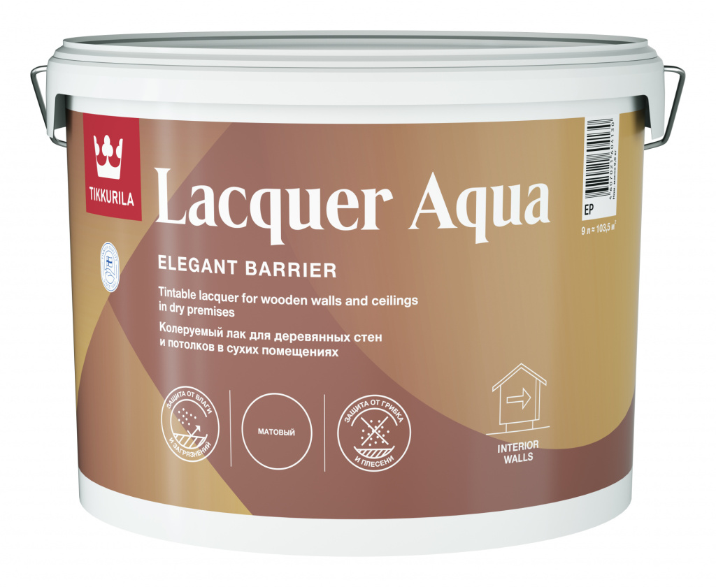 Лак интерьерный EURO LACQUER AQUA EP матовая 9л