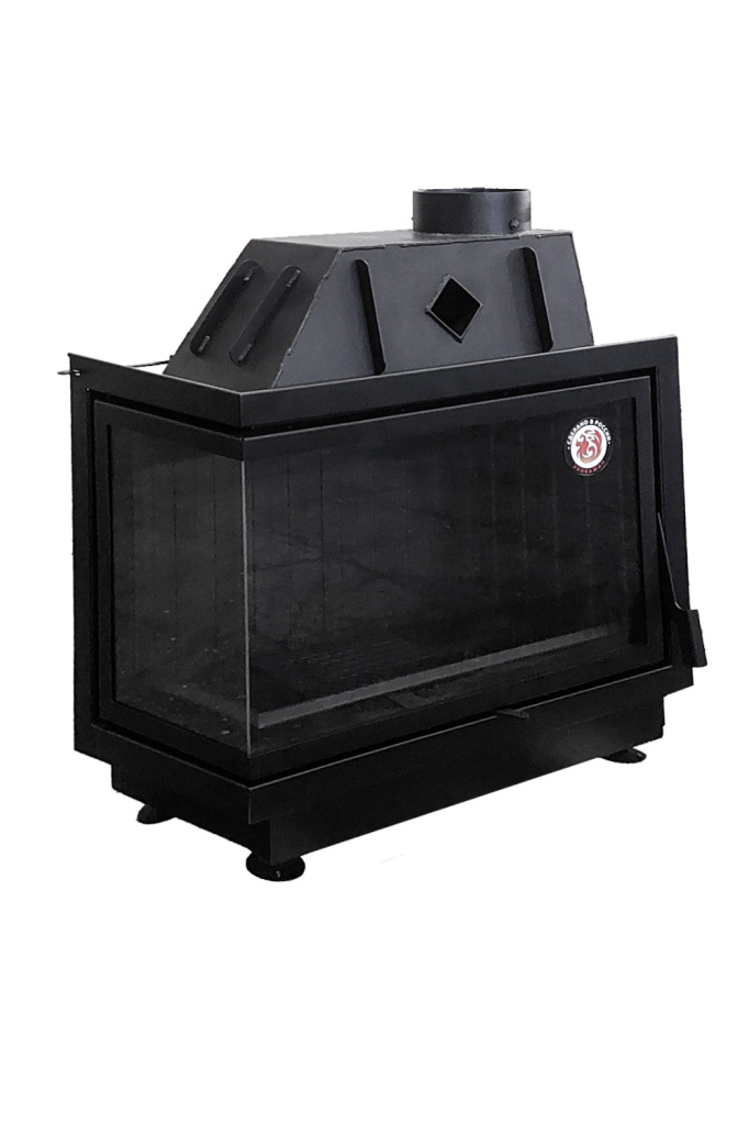 Топка каминная Альфа 800 LB, патрубок ф200, левая, черный шамот, ЭкоКамин