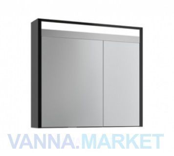 Карино 80 Зеркальный-шкаф, черный с эбони