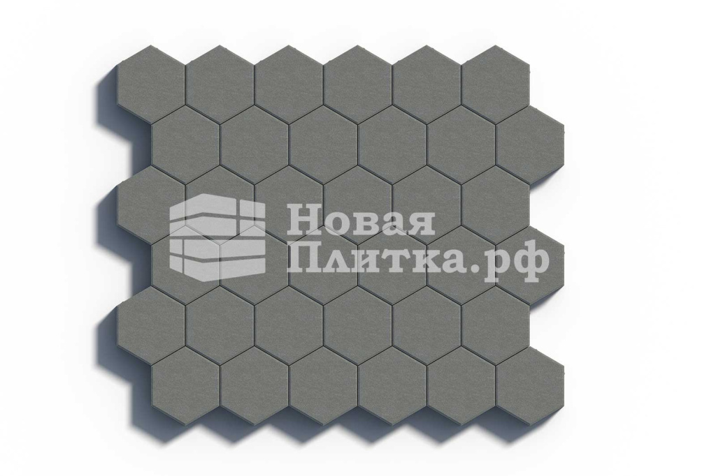 Тротуарная плитка Шестигранник, 218х190х70 мм, стандарт Серый