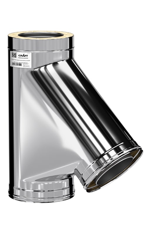 Тройник Craft 135° утепленный нержавеющий (316/0,8/304/0,5) ф120/220 по воде