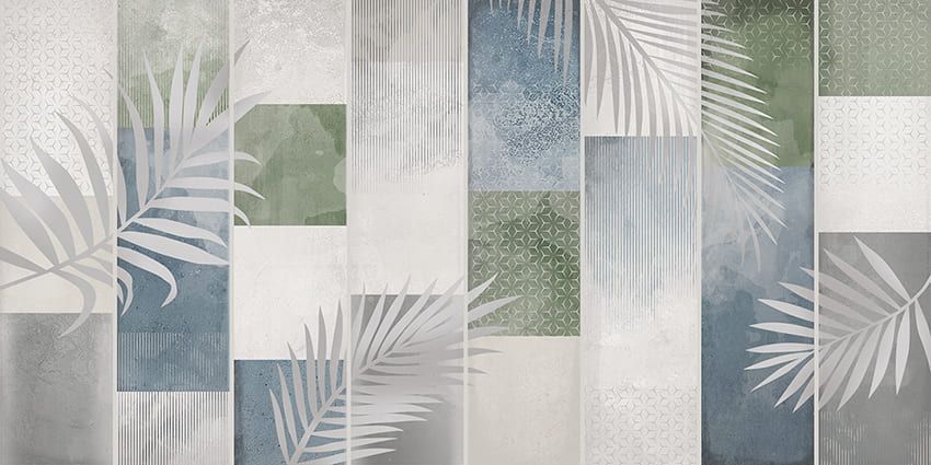 Плитка настенная Кирпичи Листья / Bricks Leaf 315x630 многоцветная