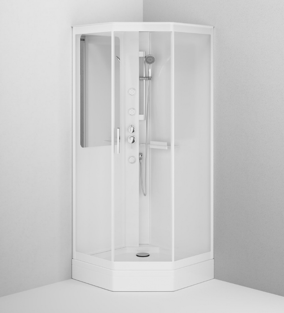 Гидромассажная кабина AM.PM Gem, 90х90, профиль белый, стекло прозрачное