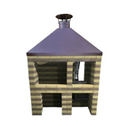 Барбекю из лего-кирпича №2 со стеной и общим зонтом: мангальная зона+печь под казан (1,625м). ПЕЧЬ ПОД КАЗАН 5ММ В КОМПЛЕКТЕ!