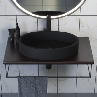 Комплект столешница для ванной Uperwood Tanos с накладной раковиной Rome и кронштейнами 80 см, бук темный