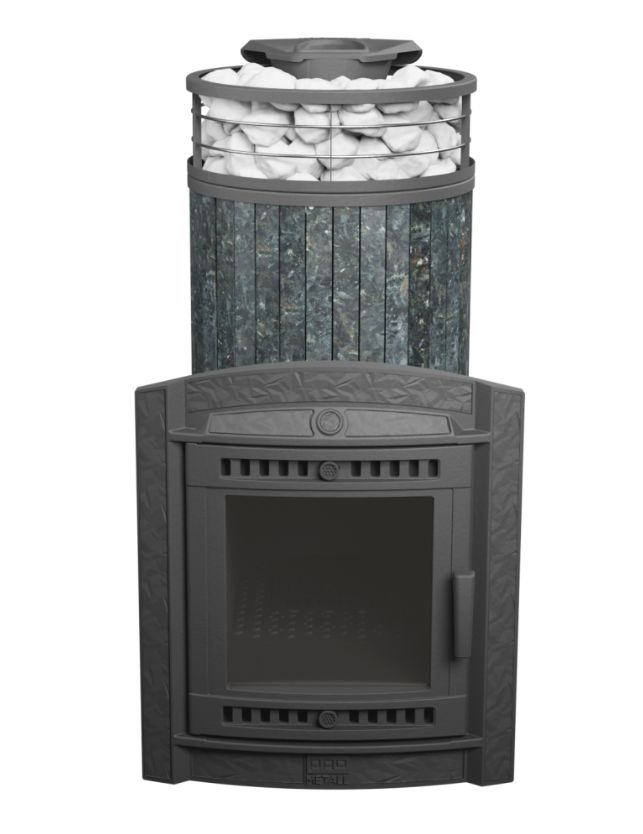 Печь для бани ПроМеталл Атмосфера XL в ламелях Пироксенит + сетка