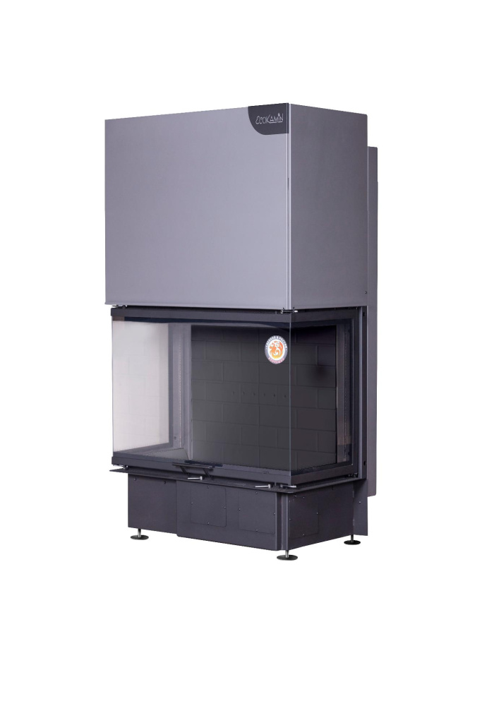 Топка Дельта 800 три  стекла принтинг подовое горение черный шамот, патрубок ф250, ЭкоКамин