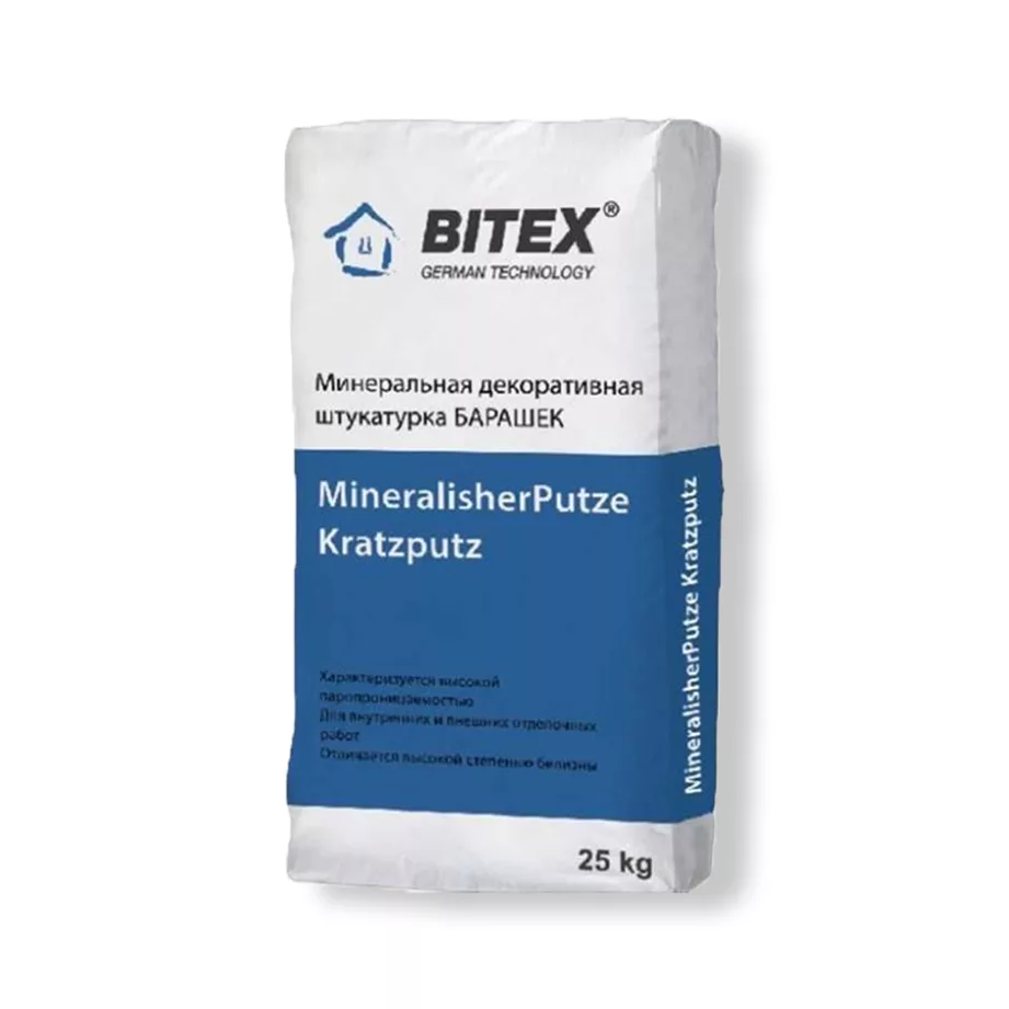 Штукатурка декоративная BITEX MineralischerPUTZ Kratzputz, БАРАШЕК, 25кг