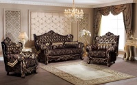 Комплект Валенсия-1 (диван+2 кресла)венге/черное золото