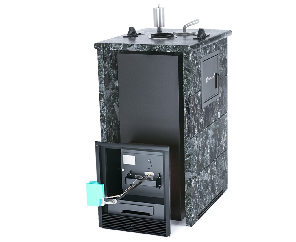 Печь для бани ИзиСтим Геленджик М2 в трехстор.кожухе из пироксенит вход с тыла с САБК-50