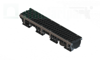 Лоток водоотводный пластиковый PolyMax Drive DN150 h166 с решеткой чугунной «шина» ВЧ кл.Е600 (к-т)