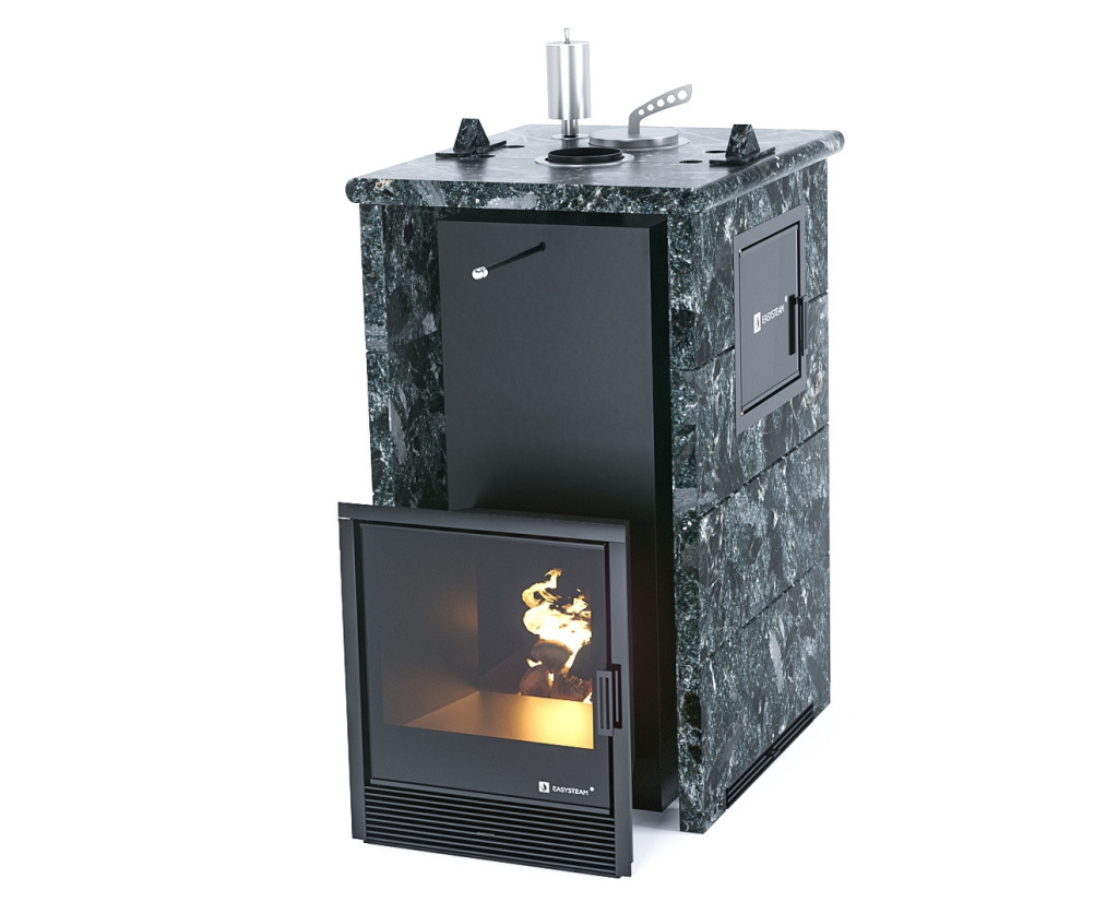 Печь для бани ИзиСтим Сочи М2 Premium 3-х стор.кож.пироксенит закр.верх вход слева футеровка