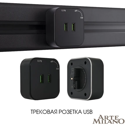 Розетка USB трековая Arte Milano 380022TS/USBx2 Black