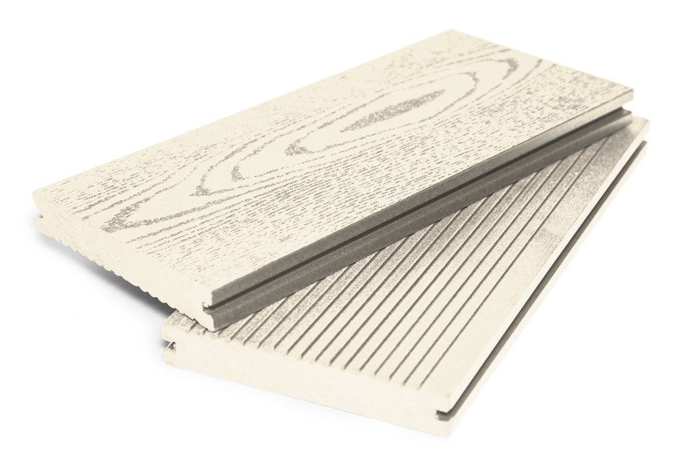 Террасная доска Grand Line 140мм вельвет и тиснение Массив Слоновая Кость 4м (БШТ)