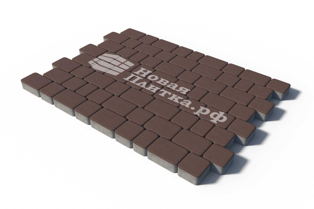 Тротуарная плитка Классико из 3-х камней, высота 70 мм, стандарт Коричневый