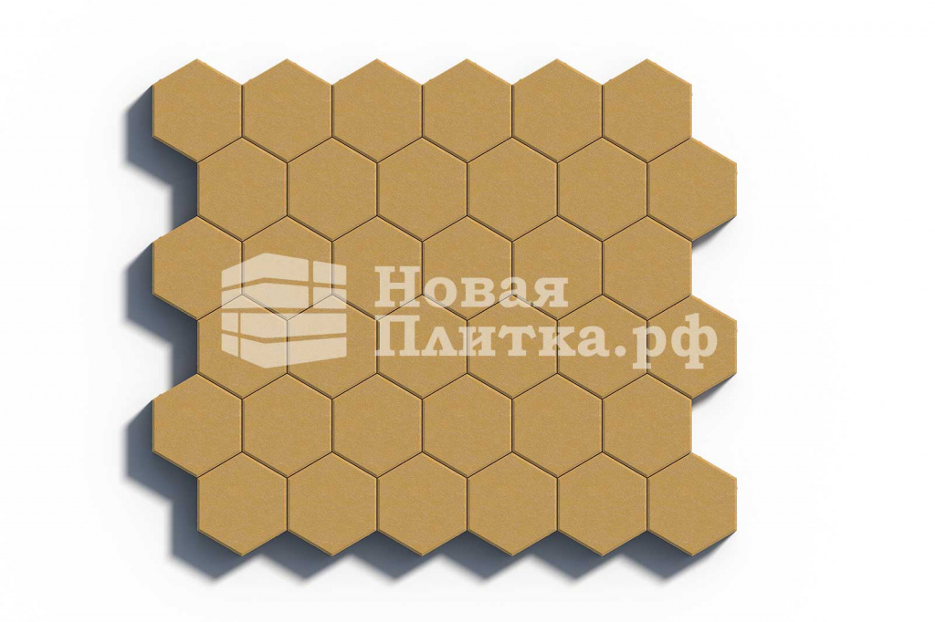 Тротуарная плитка Шестигранник, 218х190х70 мм, стандарт Желтый