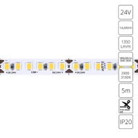 Светодиодная лента 24V 14,4W/m 3000К 5м Arte Lamp TAPE A2418008-01-3K