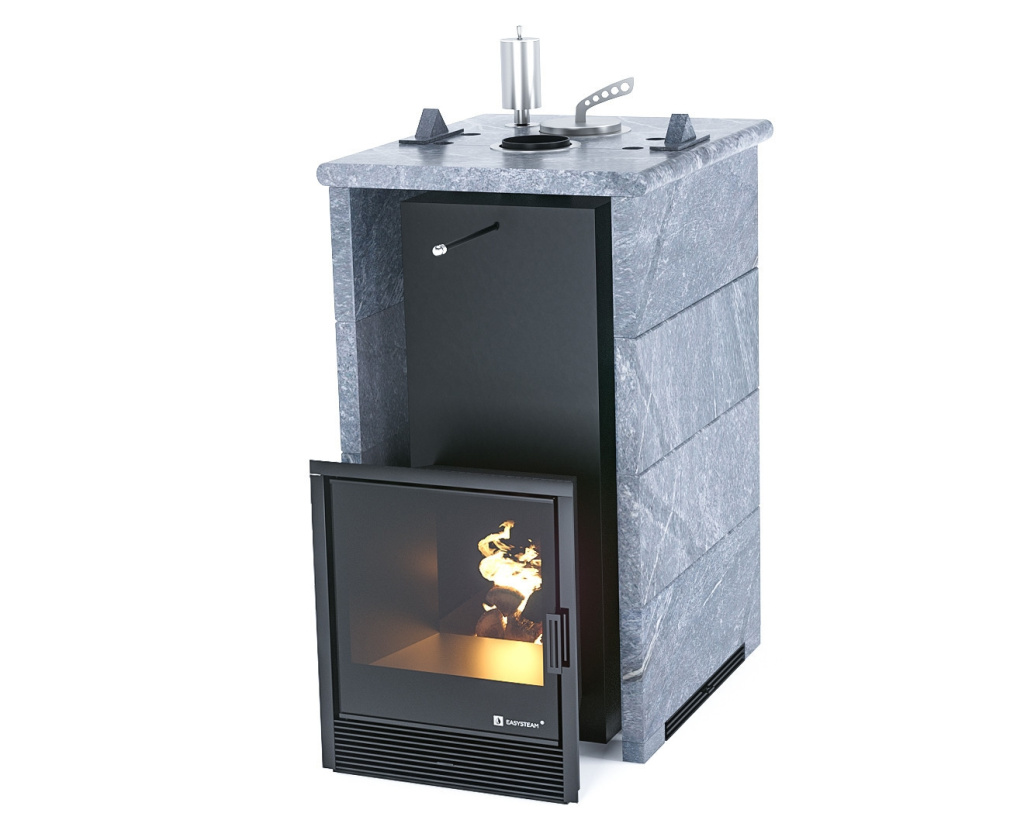 Печь для бани ИзиСтим Сочи Premium в трехстор.кожухе закр.верх из талькохлорита, футеровка