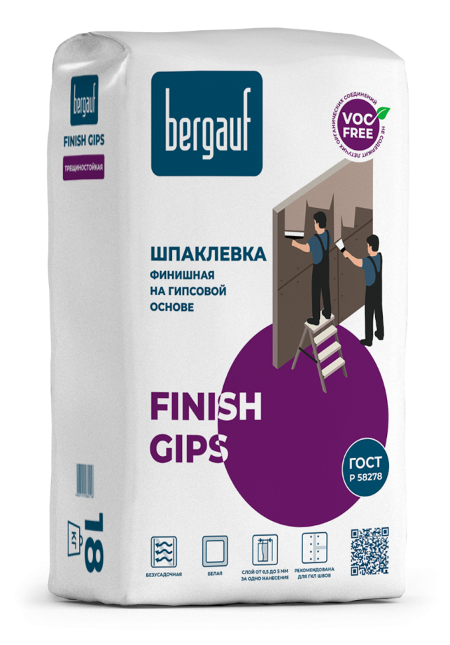 Шпаклевка финишная Bergauf FINISH GIPS, 18 кг