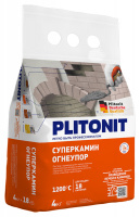 Раствор Plitonit СуперКамин ОгнеУпор термостойкий, для кладки огнеупорных кирпичей, 4 кг