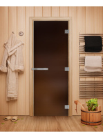 Дверь "Эталон" (бронза) 190х70, 10 мм, 3 петли, коробка ольха, Банный Эксперт