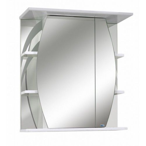 Зеркало со шкафом Lindis Лимани-65 без подстветки, полочки по бокам, белый
