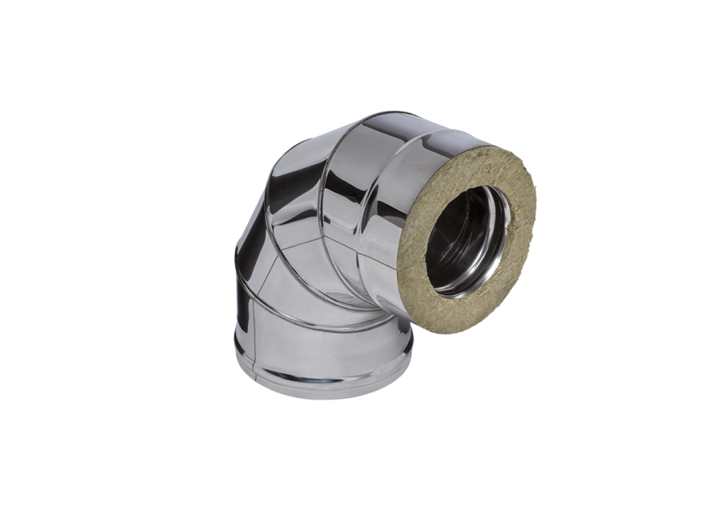 Колено Феррум утепленное угол 90° нержавеющее (430/0,5мм)/зеркальное ф220/300 по воде