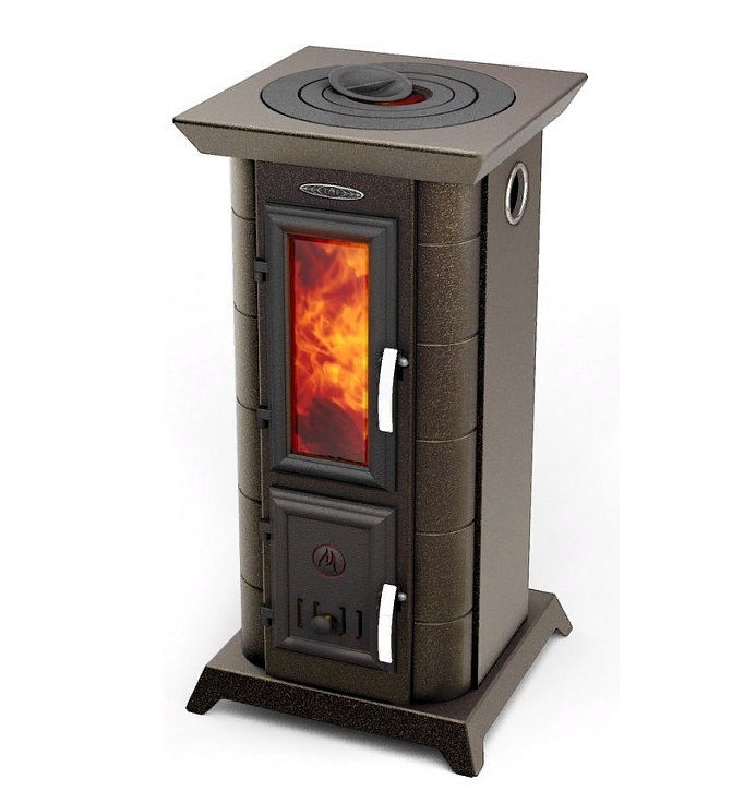 Печь-камин отопительно-варочный ТМФ Статика Тетра черная бронза