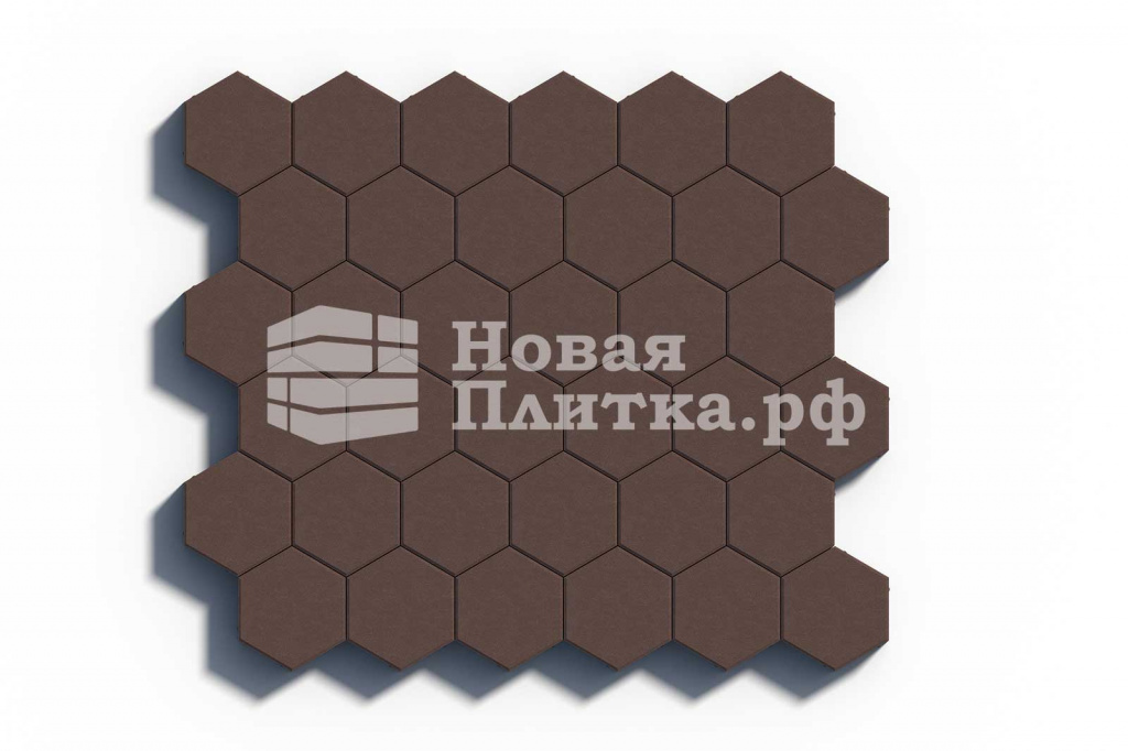 Тротуарная плитка Шестигранник, 218х190х70 мм, стандарт Коричневый