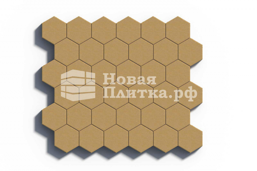 Тротуарная плитка Шестигранник, 218х190х70 мм, стандарт Желтый на с/ц