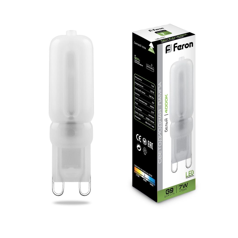 Светодиодная лампа Feron 7W 540Lm 4000K G9 25756