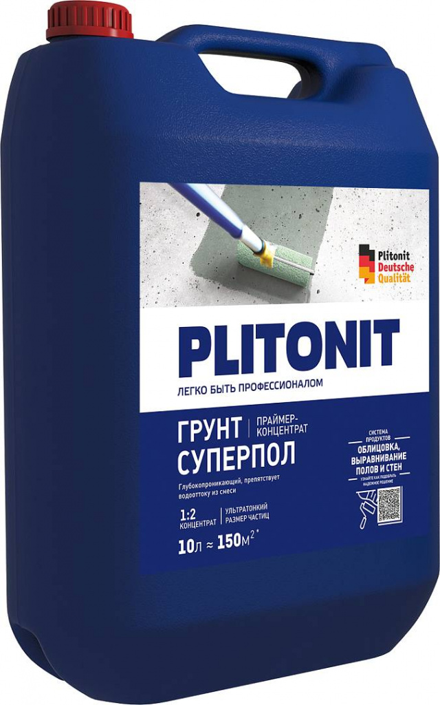 Грунт СуперПол PLITONIT PROFI -3 глубокого проникновения, перед нанесением материалов для выравнивая пола, 10 л