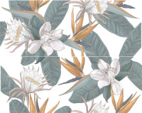 Панно настенное Калакатта Айвори Стрелиция / Calacatta Ivori Strelitzia 402x505 многоцветное (комп. из 2 шт.)