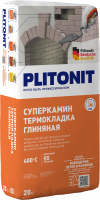 Раствор Plitonit СуперКамин ТермоКладка Глиняная, термостойкий, 20 кг
