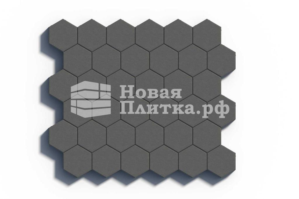 Тротуарная плитка Шестигранник, 218х190х70 мм, стандарт Черный