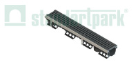 Лоток водоотводный PolyMax Drive DN100 h136 пластик. с решетк. щелевой чугунной ВЧ кл.D (комплект)